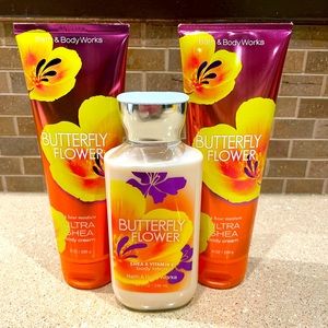Bath and Body Works Retired Scent Butterfly Flower 1 Body Lotion,  2 Body Cream